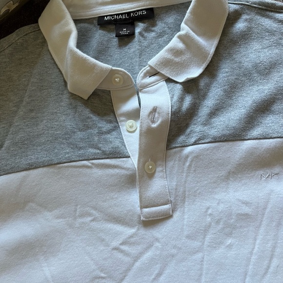 Michael Kors Men’s Gray & White Polo Shirt - Medium - Picture 2 of 7